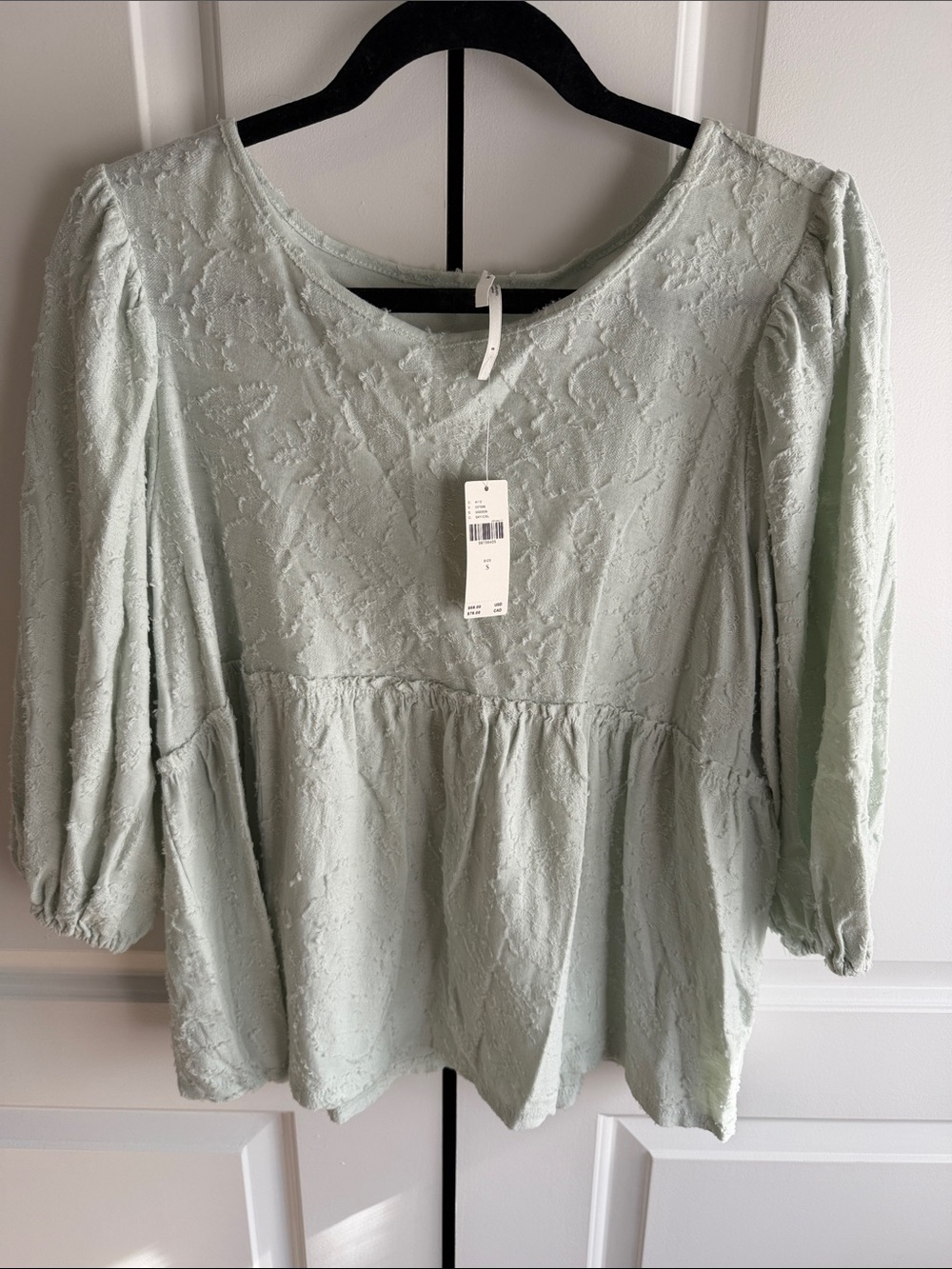 Anthropologie Mint Green Textured Peplum Tunic NWT